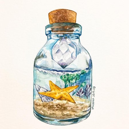 Подводный мир в бутылке рисунок