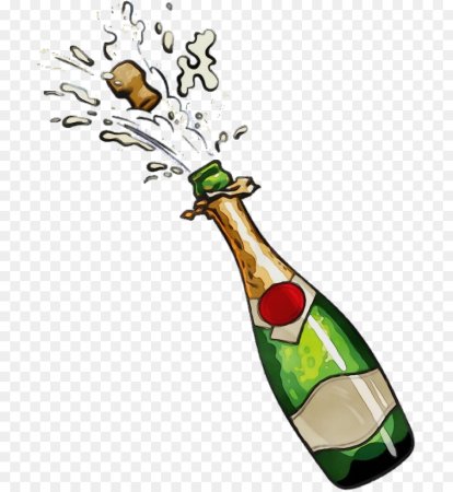 Бутылка шампанского мультяшная