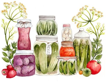 Акварельные иллюстрации продуктов