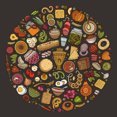 Продукты в круге вектор