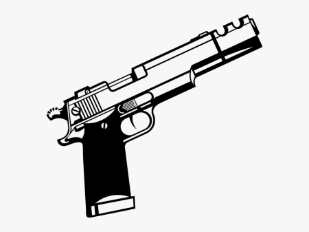 Пистолет на белом фоне нарисованный