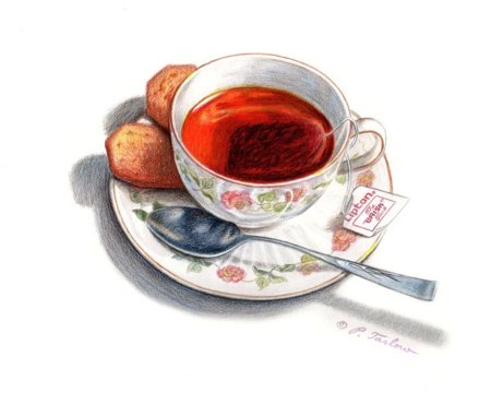 Чаепитие акварель