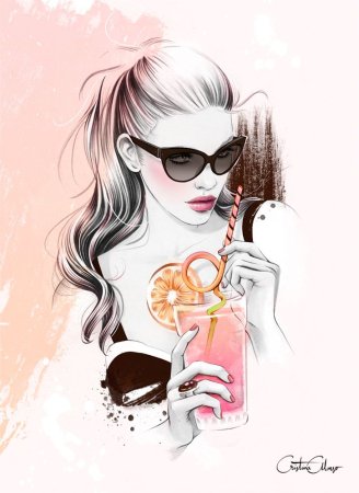 Модные нарисованные девушки