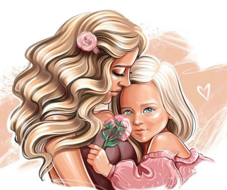 Мама и дочка арт