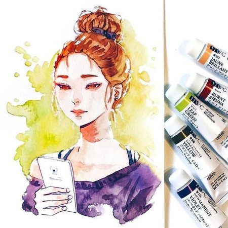Девушка с косметикой арт