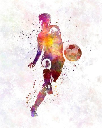 Футболист акварель