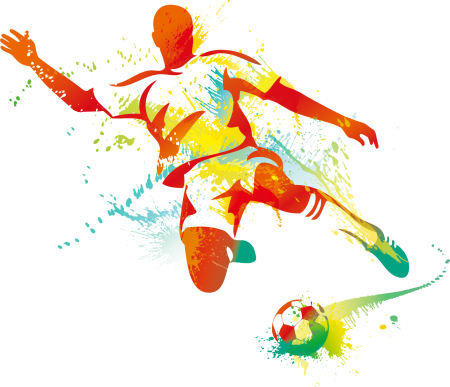 Силуэт футболиста цветной