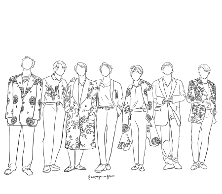 BTS line Art силуэт