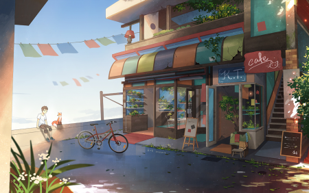 Уличное кафе аниме