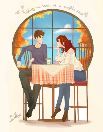 Парочка за столиком иллюстрация