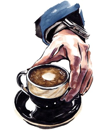 Чашка кофе акварель