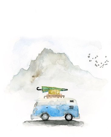 Автобус акварель