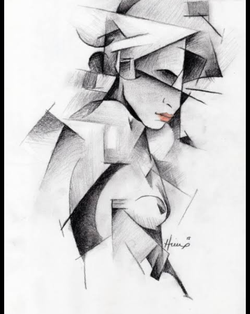 Кубизм рисунок карандашом