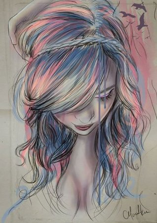 Рисунки девушек карандашом в стиле арт