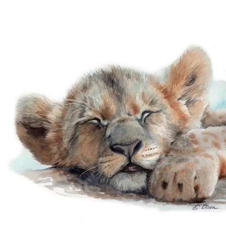 Львенок акварель