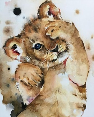Животные акварелью