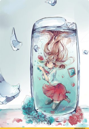 Аниме девочка в воде