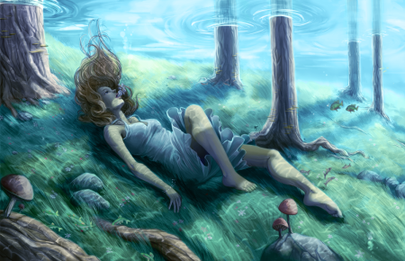 Девушка под водой арт