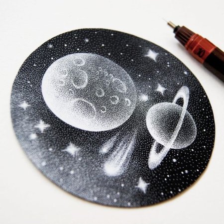 Точечное рисование гелевой ручкой