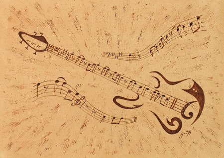 Фон с гитарой и нотами