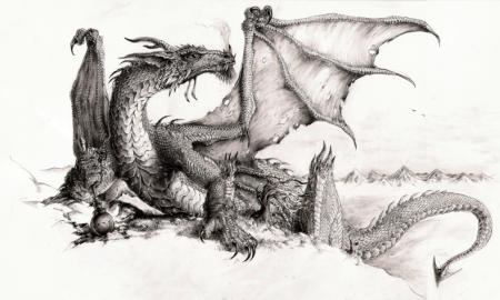 Дракон ч/б
