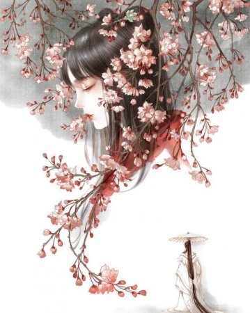 Гейша и Сакура и Самурай