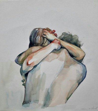 Поцелуй акварель