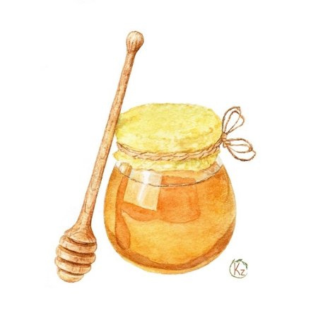 Баночка с медом акварель