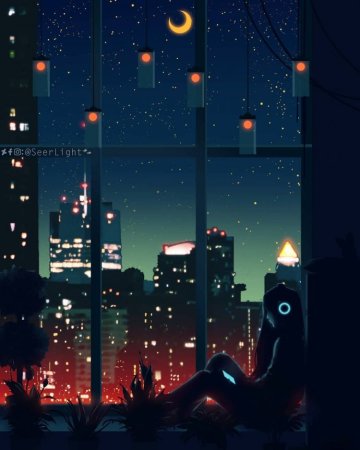 Окно ночь город