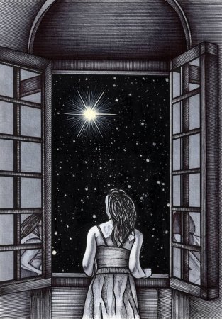 Ночное окно рисунок