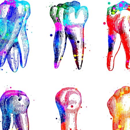 Зуб акварель