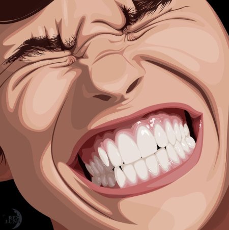 Ухмылка с зубами арт