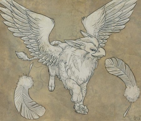 Грифон акварелью