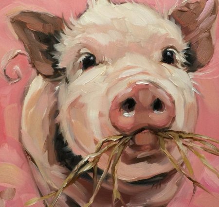 Поросенок рисунок красками
