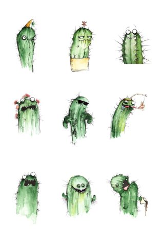 Кактус смешной рисунок