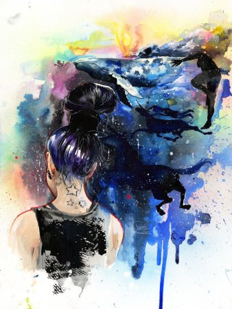 Акварель Лора зомби