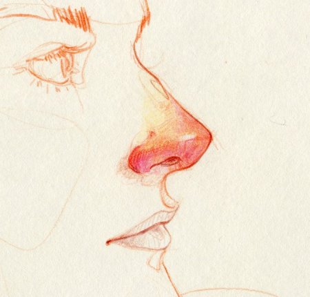 Нос гуашью в профиль