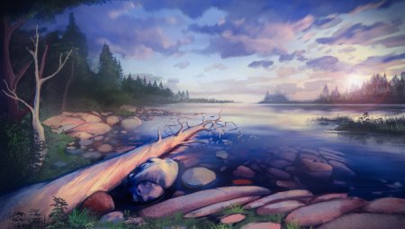 Берег реки арт фэнтези