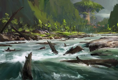 Горная река арт