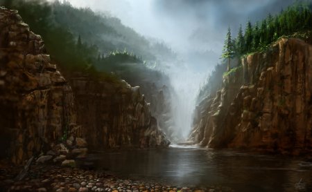 Горное ущелье арт фэнтези