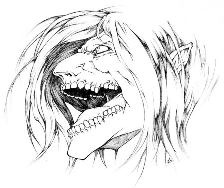 Эрен Титан черно белый