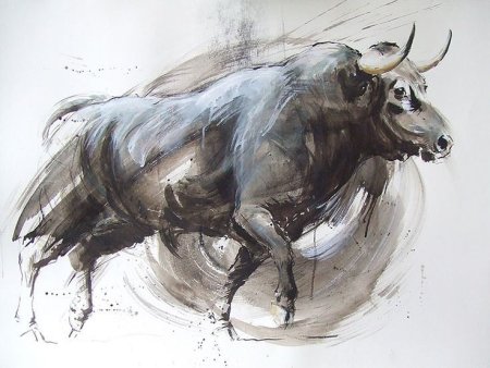Бык Торо акварель