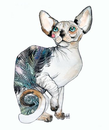 Трехглазый кот сфинкс тату