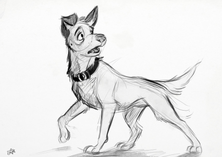 Собака арт карандашом