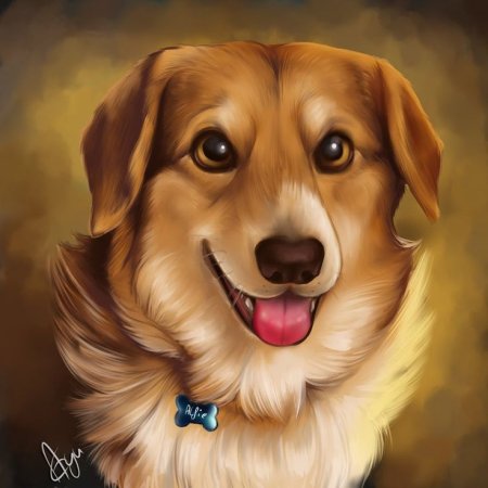 Радостная собака арт