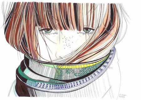 Девушка шарф карандаш