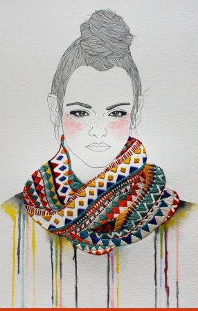 Вязаный шарф акварель