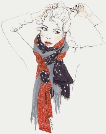 Фэшн иллюстрация шарф