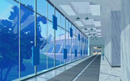 Коридор школы аниме арт