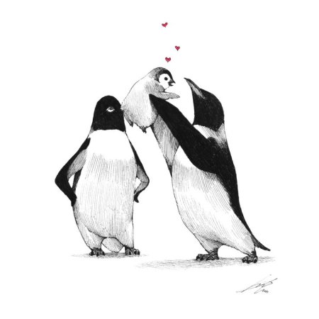 Пингвины семья арт